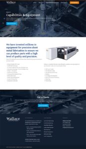 Screenshot of website for Wallace Sheet Metal