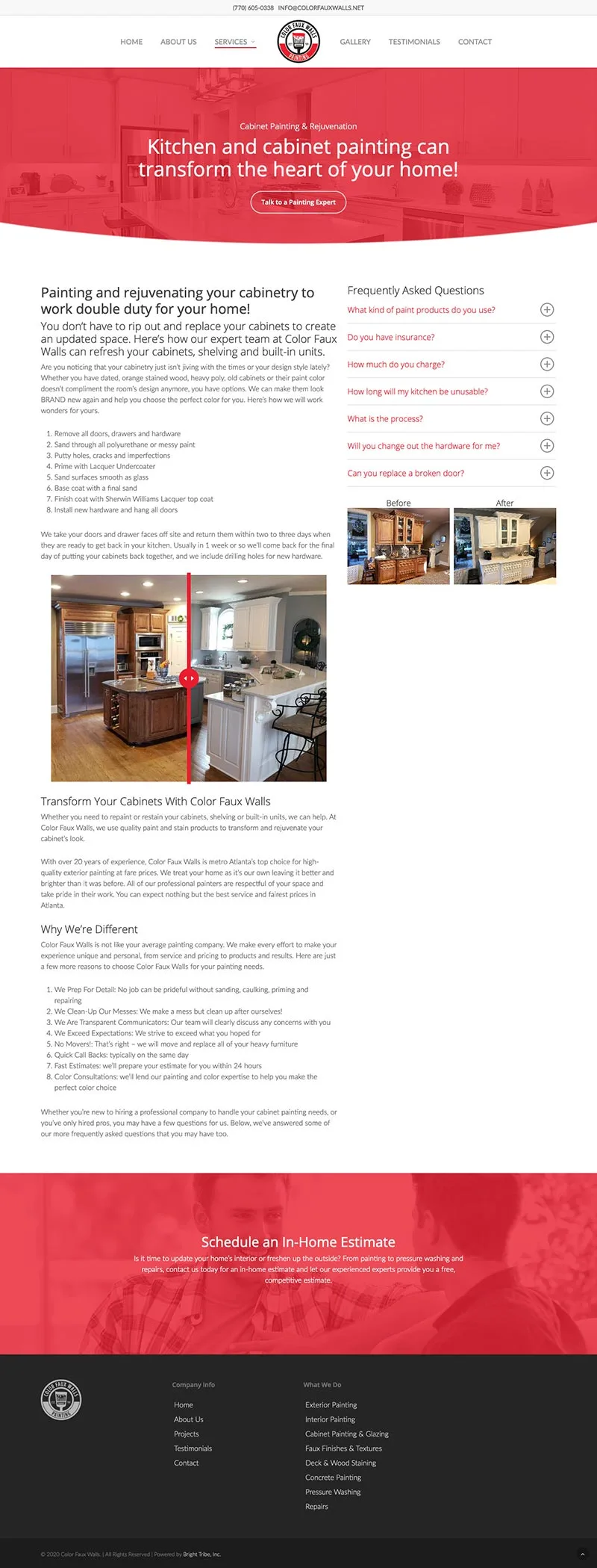 Screenshot of website for Color Faux Walls internal page
