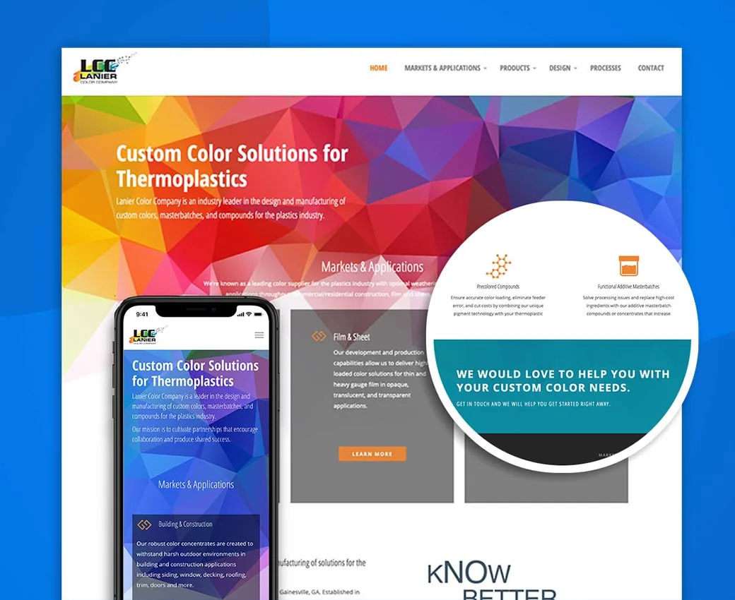 Screenshot of website for Lanier Color