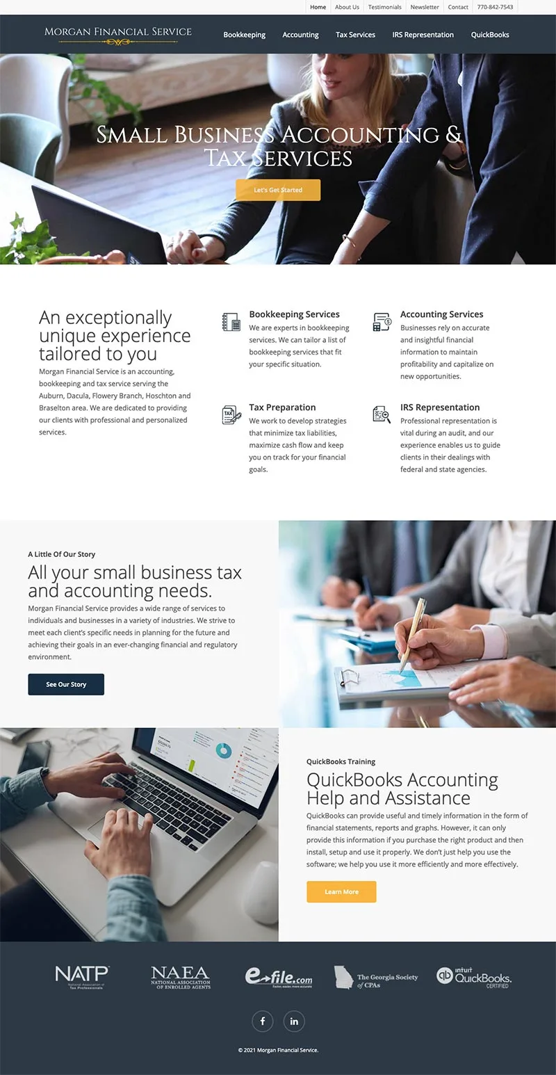 Screenshot of website for Morgan Financial Services