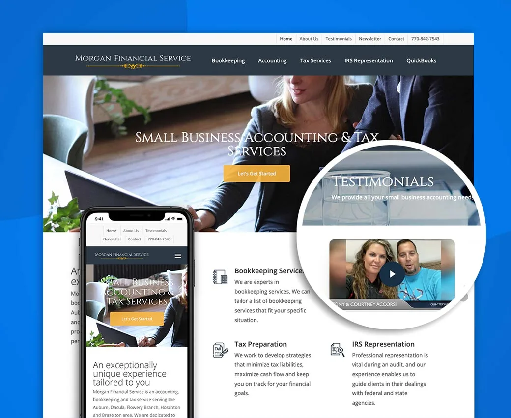 Screenshot of website for Morgan Financial Services