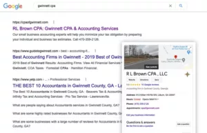 Screenshot of website for Gwinnett CPA