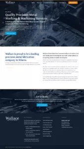 Screenshot of website for Wallace Sheet Metal