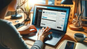 woman working in WordPress Dashboard