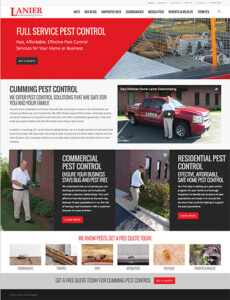 Screenshot of website for Lanier Exterminating