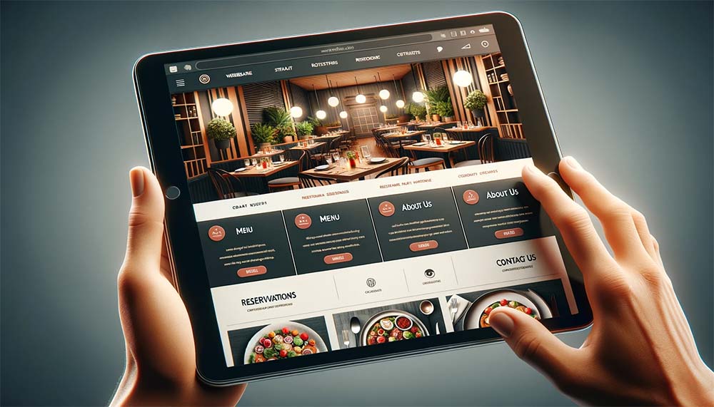 iPad displaying restaurant website