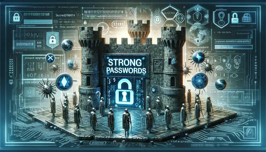 image of fortress representing strong passwords protecting against intruders