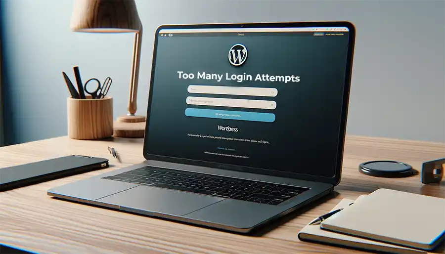 Laptop with login screen showing too many login attempts