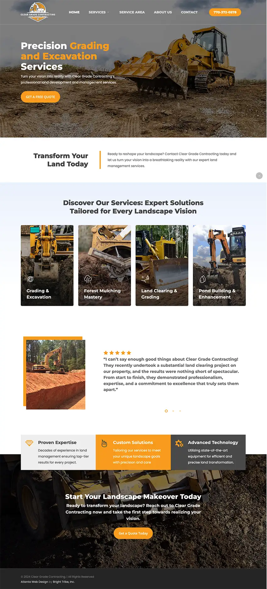 screenshot of Clear Grade Contracting homepage