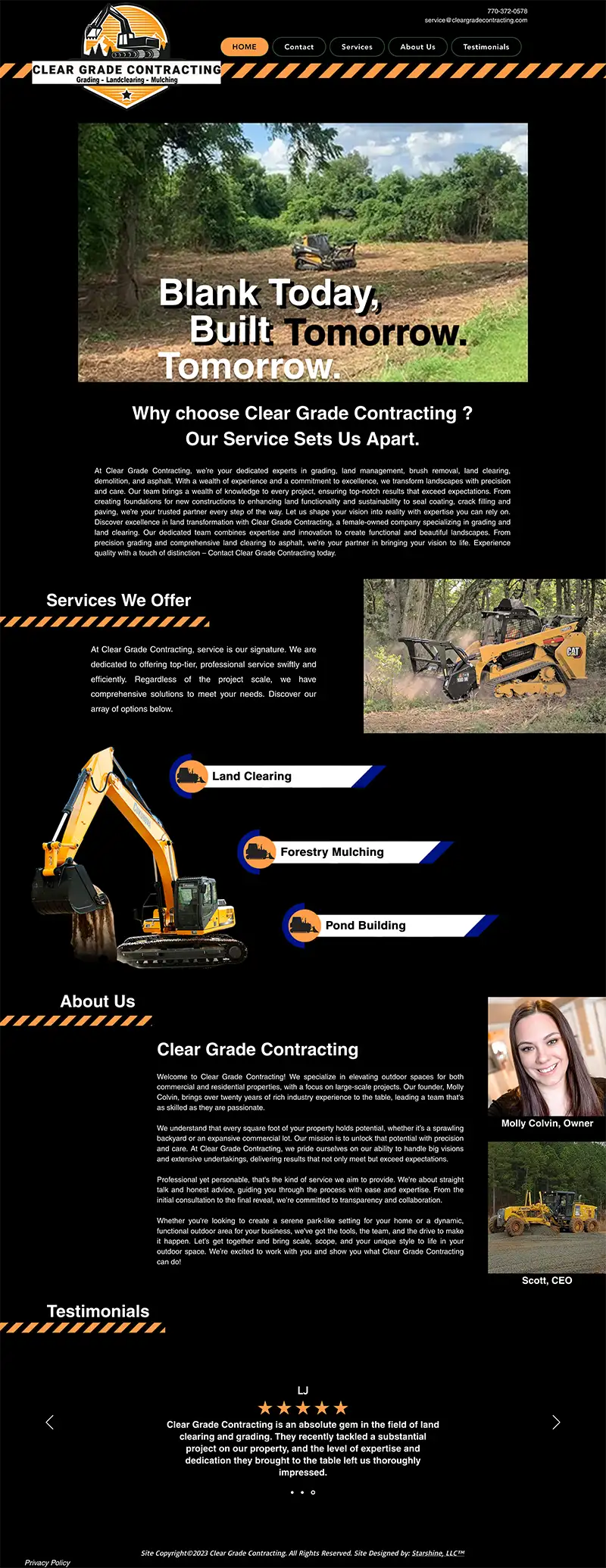 Screenshot of old Clear Grade Contracting homepage